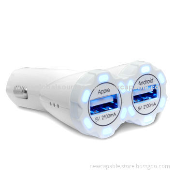 3.4A Big Output Smart Car Charger, ABS Case Material, 88 x 45 x 25mm Size